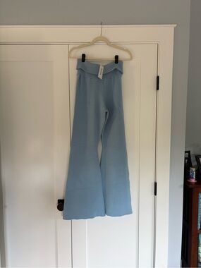 Juicy Couture Pale Blue fold over waist Knit Pants with juicy logo size L